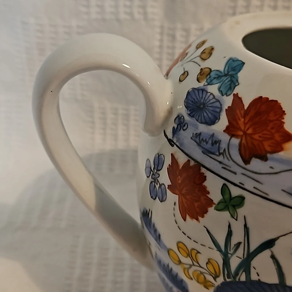 Vintage Williams Sonoma Grande Cuisine Ceramic Teapot Asian Floral Motif